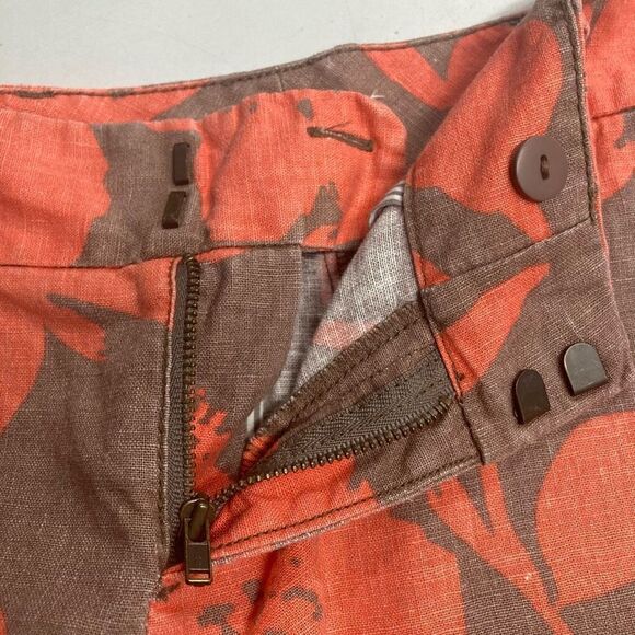 Ann Taylor LOFT Women’s Linen Blend Shorts Orange & Brown Size ￼0 Inseam 4” - Picture 3 of 9